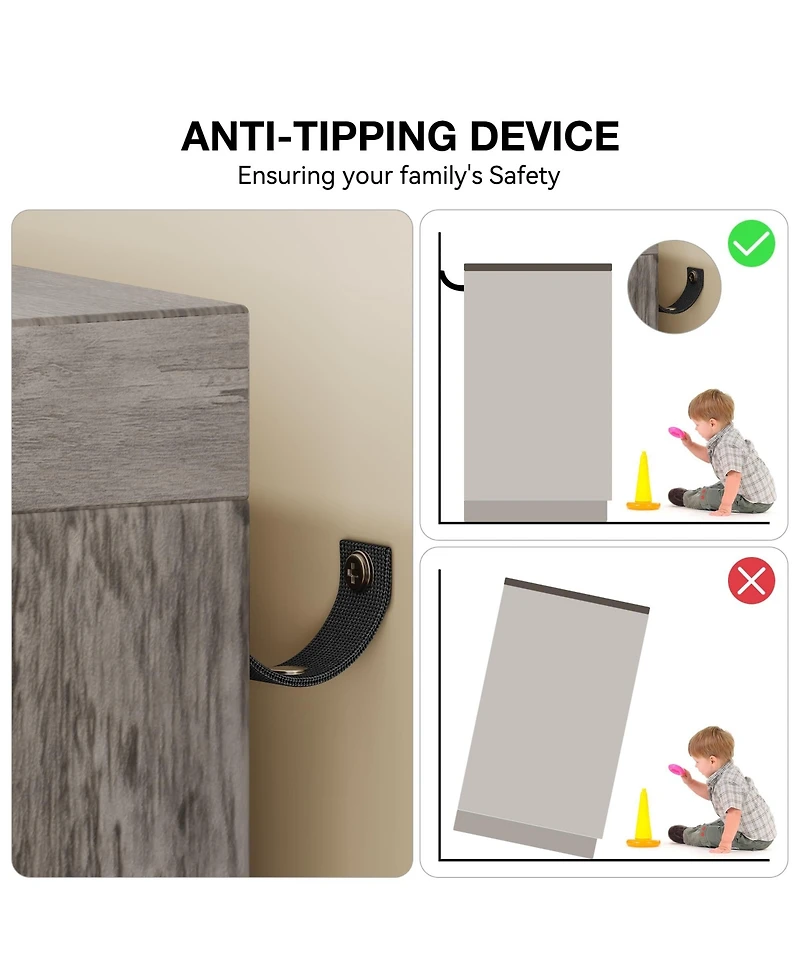 gaomon 43.3'' H Armoire Wardrobe Closet with 4 Drawers and 2 Doors, Hanging Rod