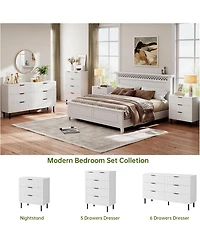 Gaomon 3-Drawer Wave Fluted Bedroom Dresser, Wide Wood Chest with Metal Legs, Modern Storage Organizer for Bedroom, Living Room