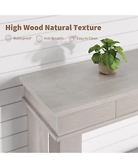 gaomon 54" Long Console Table, Wooden Entryway Table with 2 Drawers & Open Storage Shelf, Sofa Behind Couch, Farmhouse Entry Foyer