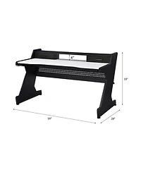 Flynama Black and White 2 Drawer Gaming Desk with 59Inch Wide Surface and Storage Compartments for Indoor and Outdoor Gaming Stations