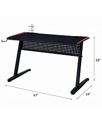 Flynama Gaming Desk, Black & Red, Led Lights, Usb Port, 47" Surface & Ergonomic Design