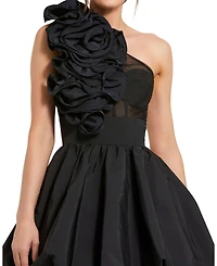 Mac Duggal Women's Taffeta One Shoulder Ruffle Bubble Mini Dress