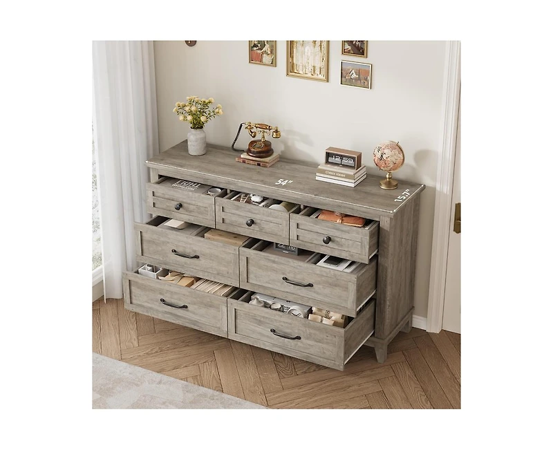 gaomon 54" Wide Drawer Dresser with Storage Freestanding