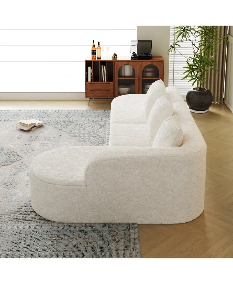 Streamdale Furniture L-shaped curved modular sofa, modern lychee-textured polyester fabric, curved backrest