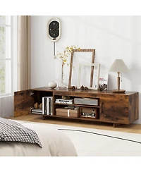 Costway Tv Stand for 70" TVs Modern Entertain Center with Power Outlet & 2 Cable Holes