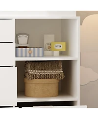 5-Drawers Changing Table, Dresser Vanity Table Chest of Drawers Storage Cabinet with Shelf