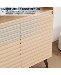 Gaomon Fluted Storage Cabinet with Metal Legs, Mid Century Modern Sideboard, Buffet Credenza for Living Room or Entryway