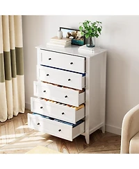gaomon 5 Drawer Tall Dresser for Bedroom, Wooden Chest with Deep Drawers and Metal Knobs Hallway or Entryway