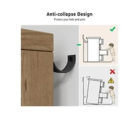 Gaomon 5-Drawer Wooden Oak & Gold Modern Tall Dresser with Deep Storage