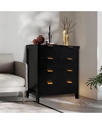gaomon 30" Fluted 4-Drawer Dresser, Modern Storage Cabinet with Gold Handles for Bedroom