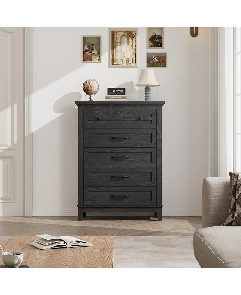 Gaomon 41.3" Tall 5-Drawer Dresser, Freestanding Wooden Chest for Bedroom or Living Room