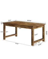 Tribesigns Modern Dining Table, 63 x 31.5 Inch Large Farmhouse Wood Table, Kitchen Dining Room Table