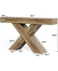 Tribesigns Console Table, 55-Inch Entryway Table with X-Shaped Design, Narrow Sofa Table, Rustic Brown