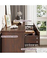 Gaomon Farmhouse 6 Drawer Dresser for Bedroom, Rustic Chest of Drawers with Metal Handles, Large Double Tv Stand