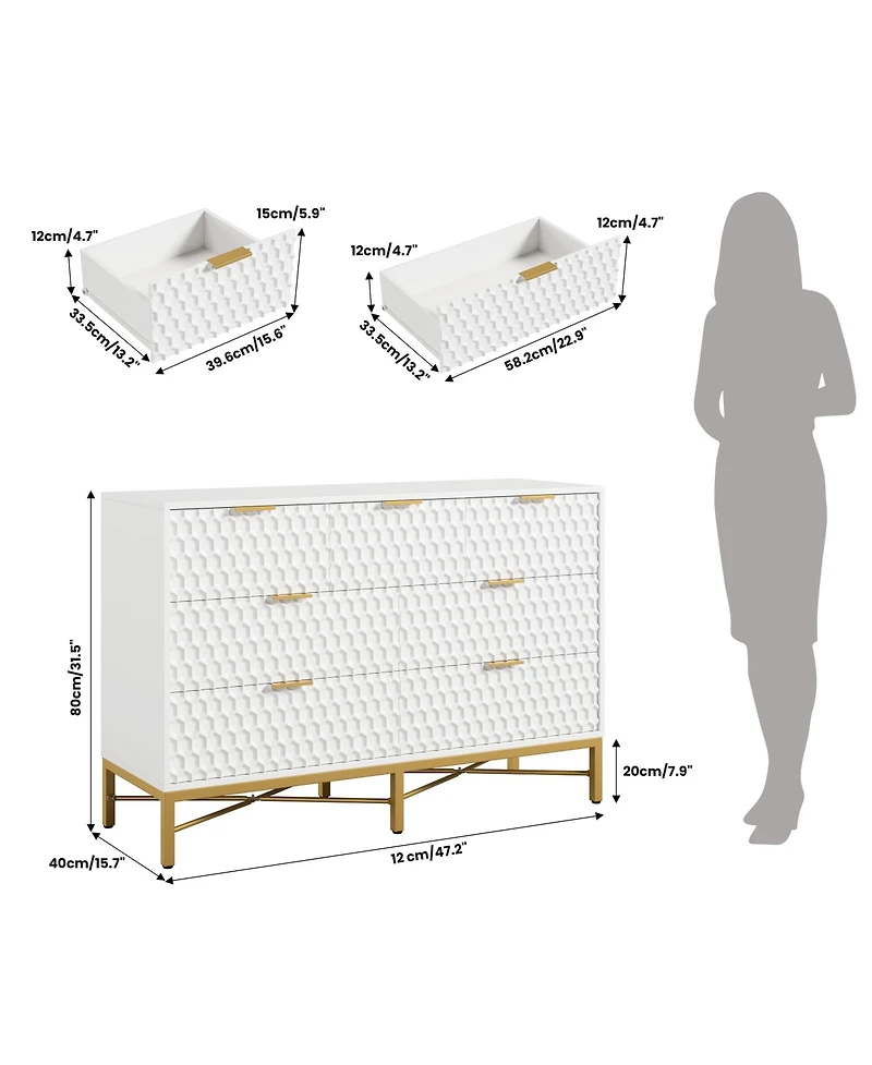 Gaomon 7 Drawer Dresser for Bedroom, Simply Modern Chest of Drawers Closet