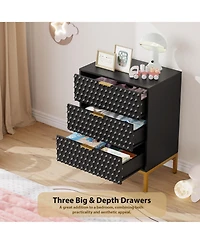 gaomon Modern 3 Drawer Dresser, Nightstand with Wide Top, Chest of Drawers