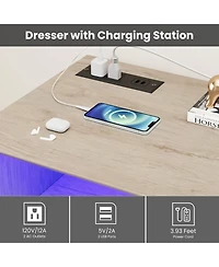 Gaomon Dresser for Bedroom with 6 Drawers, Modern Chest Featuring Led Lights and Charging Station, Spacious Storage Cabinet