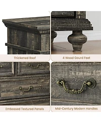 gaomon 47-Inch Wide Farmhouse 9-Drawer Wood Bedroom Dresser with Rustic Design and Metal Handles