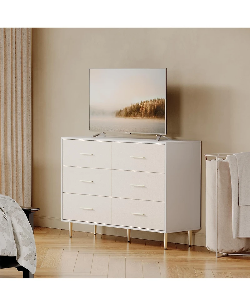 Gaomon 6 Drawer Dresser, Modern White Chest of Drawers