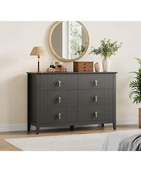 gaomon Dresser 48"W, 6-Drawer Modern Wood Chest with Metal Handles, Bedroom Storage Cabinet Tv Stand for Living Room
