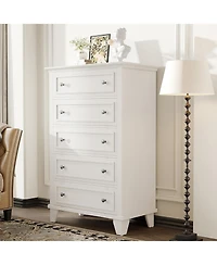 gaomon 5-Drawer 48" Wood Chest with Deep Drawers, Modern Storage Organizer Tall Bedroom Dresser
