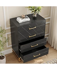 gaomon 3-Drawer Bedroom Dresser, Modern Wide Drawer Chest with Metal Handles, Wooden Storage Organizer for