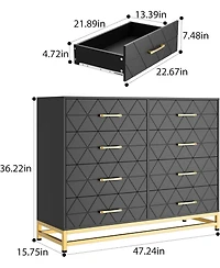 gaomon 8-Drawer Bedroom Dresser, Large Storage Tower with Wooden Frame, Wide Chest Organizer Drawer Inserts for Living Room Closet Hallway