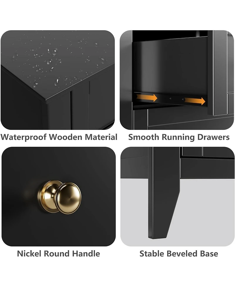 gaomon 7-Drawer Modern Chest, Deep Storage Drawers with Nickel Round Handles, Stylish Wood Organizer for Bedroom Living Room Entryway