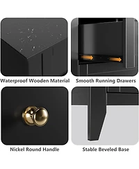 gaomon 7-Drawer Modern Chest, Deep Storage Drawers with Nickel Round Handles, Stylish Wood Organizer for Bedroom Living Room Entryway