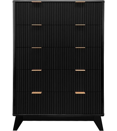 Gaomon Modern Fluted 5-Drawer Dresser, 48" Tall Wood Chest with Anti-Tip Safety, Deep Storage Organizer for Bedroom, Living Room, or Closet