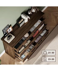 gaomon Modern 6-Drawer Bedroom Tv Cabinet, Wide Storage Dresser for Clothes Organization in Living Room, Dining Room, or Hallway