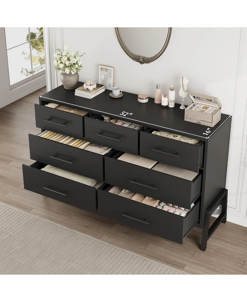 gaomon 52" Wide 7-Drawer Bedroom Dresser, Modern Storage Chest for Entryway, Bedroom, or Living Room