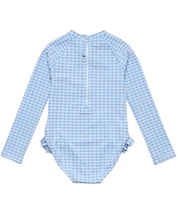 Snapper Rock Little Girls Seaside Gingham Leg Frill Surf Suit