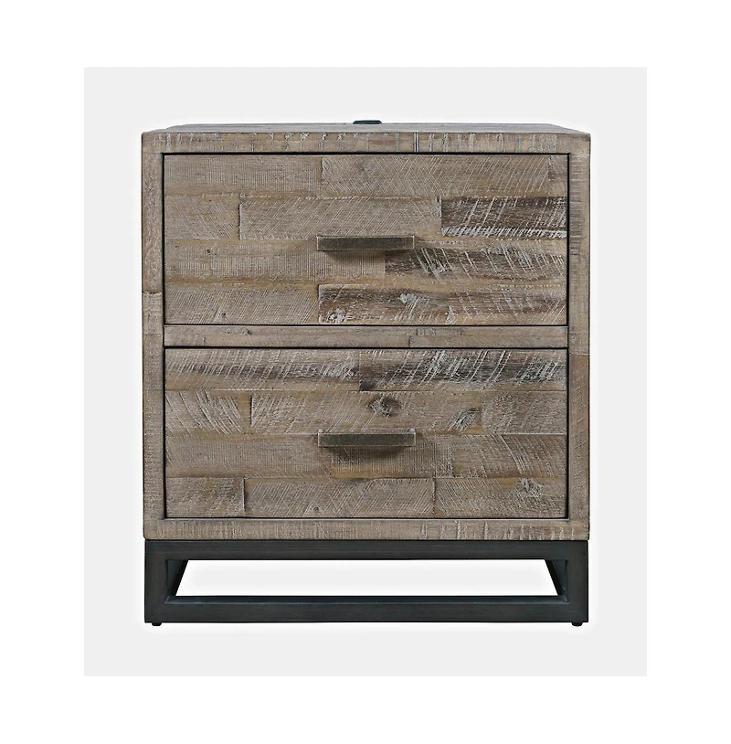 Jofran Modern Coastal 25" Distressed Solid Wood Nightstand with Usb Charging
