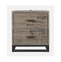 Jofran Modern Coastal 25" Distressed Solid Wood Nightstand with Usb Charging