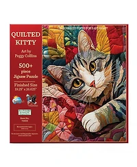 SunsOut Quilted Kitty 500 piece Jigsaw Puzzle for Adults Large Pieces
