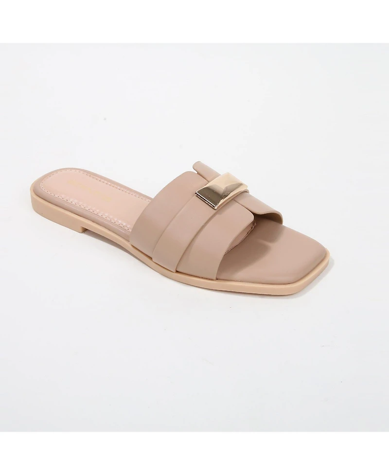 Berness Women's Kallen Slide Sandals with Gold-Tone Accent