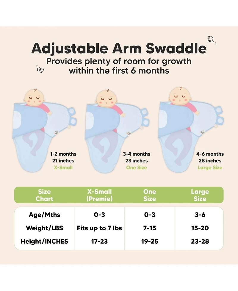 KeaBabies 3pk Soothe Baby Swaddle, Organic Swaddle Sleep Sacks, Newborn, Infant Sack