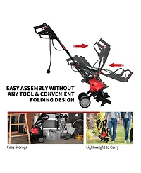 Corded Electric Tiller and Cultivator 9-Inch Tilling Depth