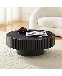 Streamdale 35" Nesting Round Stone Coffee Table - Black
