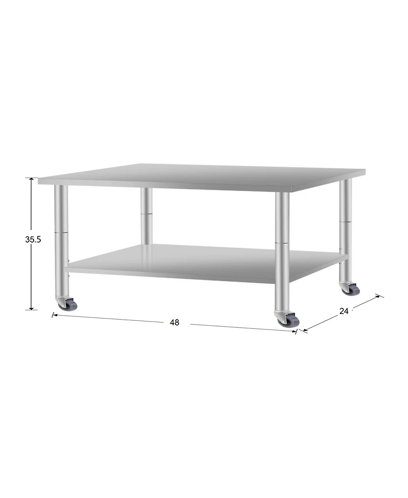 Streamdale Furniture 48" Stainless Steel Kitchen Prep Table w/ Wheels