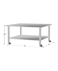 Streamdale Furniture 48" Stainless Steel Kitchen Prep Table w/ Wheels