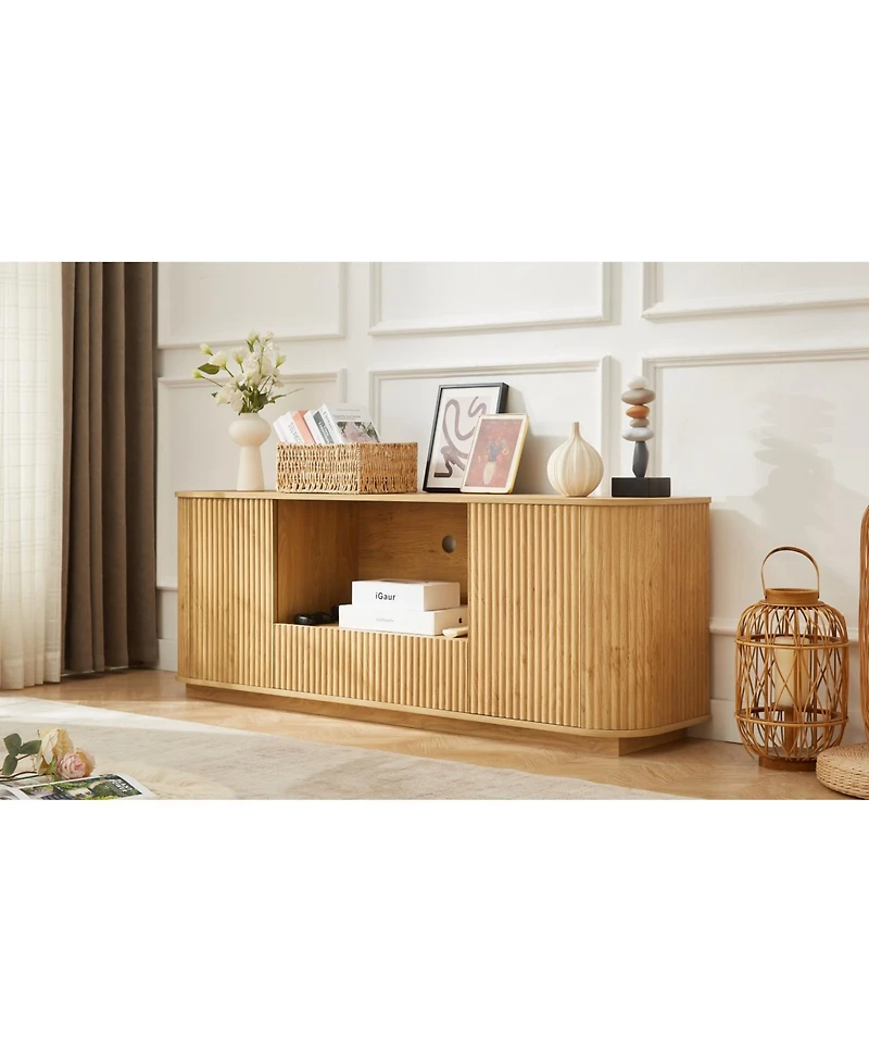 Streamdale Furniture 64" Wavy Tv Stand - Natural