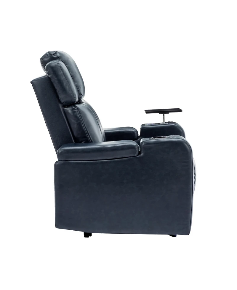 Streamdale Furniture Pu Leather Power Recliner w/ Cooling Cup Holder Bluetooth & Usb