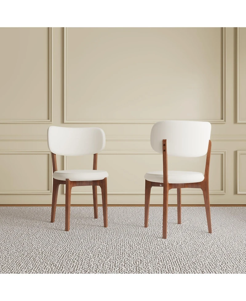 Streamdale Modern White Pu Leather Dining Chairs (Set of 2)