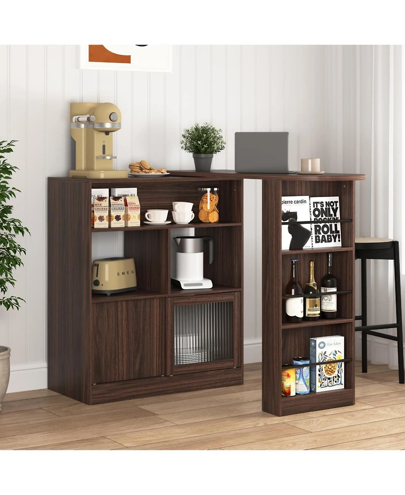 Streamdale Furniture Rotating Bar Cabinet with Ample Storage