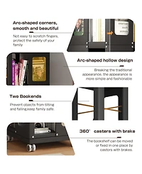 Streamdale Furniture Rotating Steel Bookshelf with Wheels