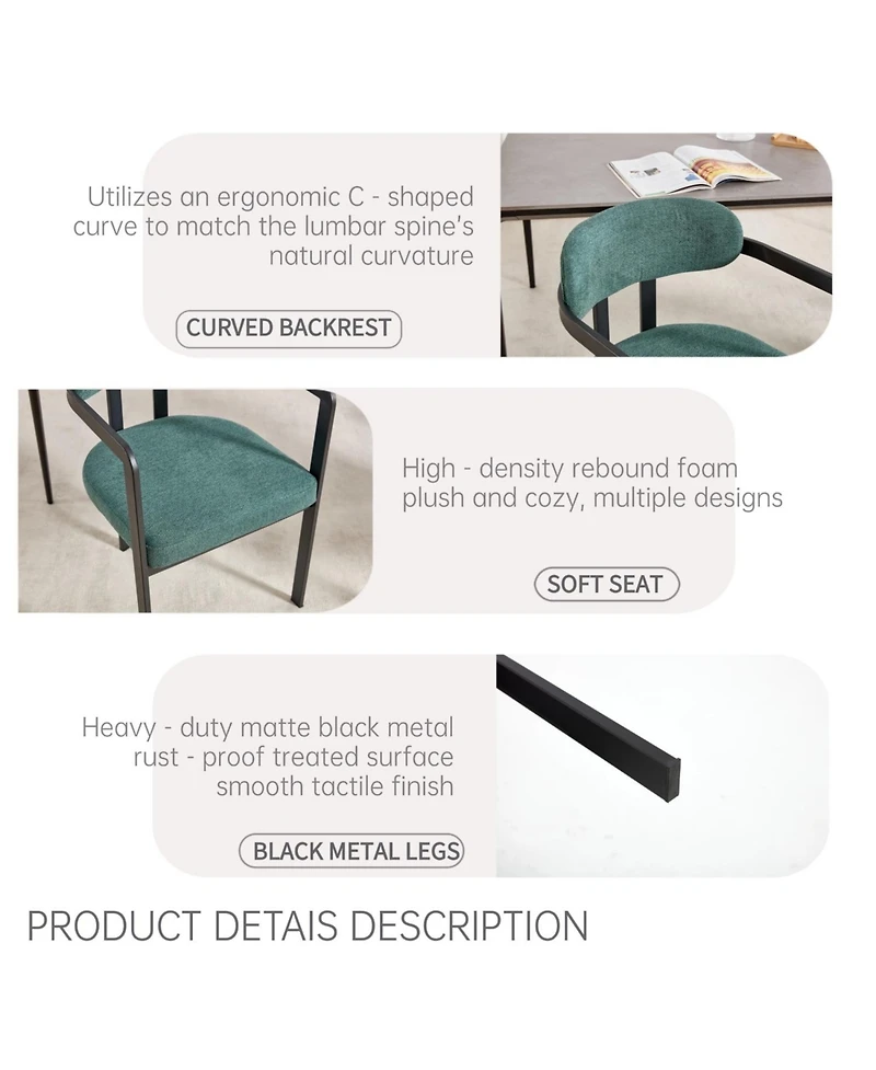 Streamdale Furniture Streamdale Mid-Century Boucle Dining Chairs, Set of 2