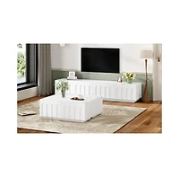 Streamdale Furniture Elegant Tv Stand & Coffee Table Set, Arched Media Console, White