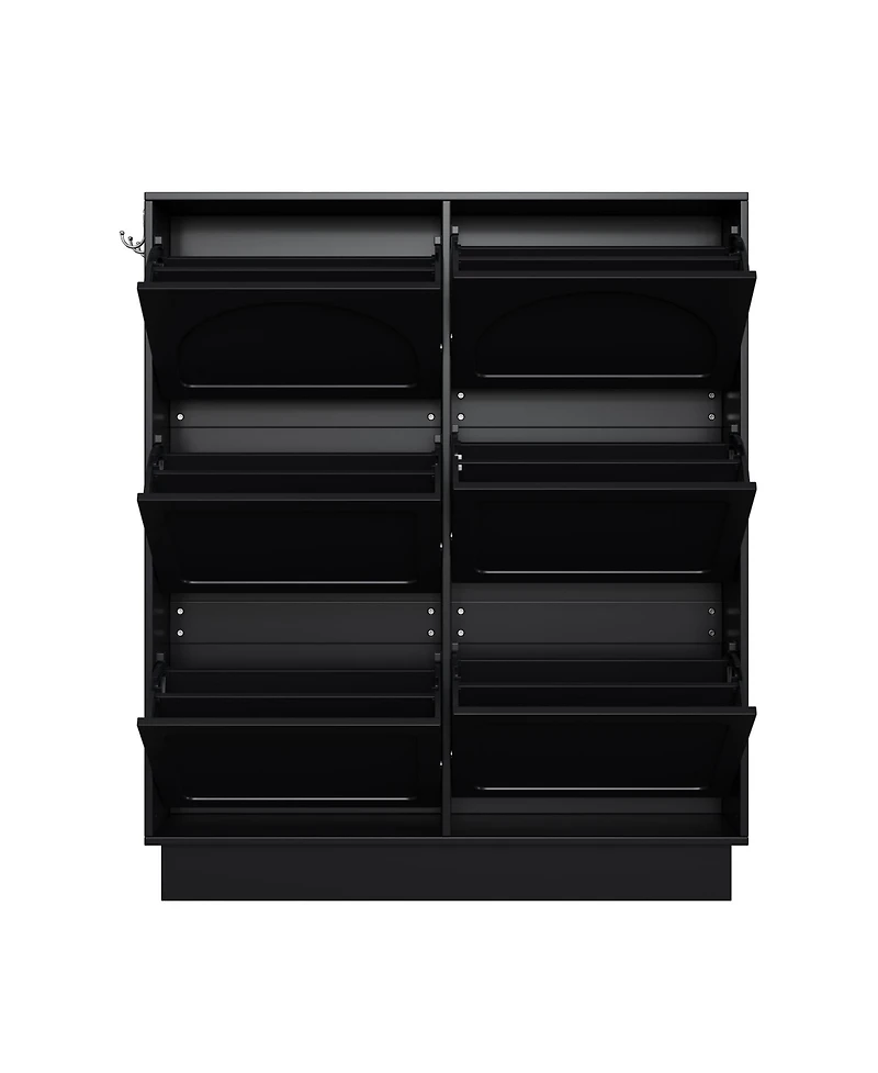 Streamdale Furniture Modern Narrow Shoe Cabinet - Cream & Black